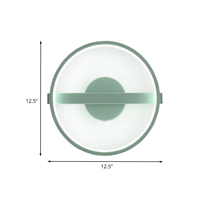 BowLift | Green round wall lamp Minimalistic LED acrylic wall light in white/warm light, 12.5"/16.5" diameter