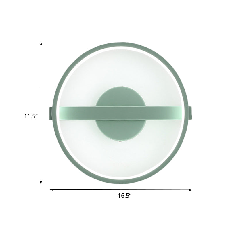 BowLift | Green round wall lamp Minimalistic LED acrylic wall light in white/warm light, 12.5"/16.5" diameter