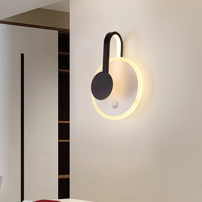 BowLift | Round and curved wall lamp modern Nordic acrylic LED black wall light in warm/white light
