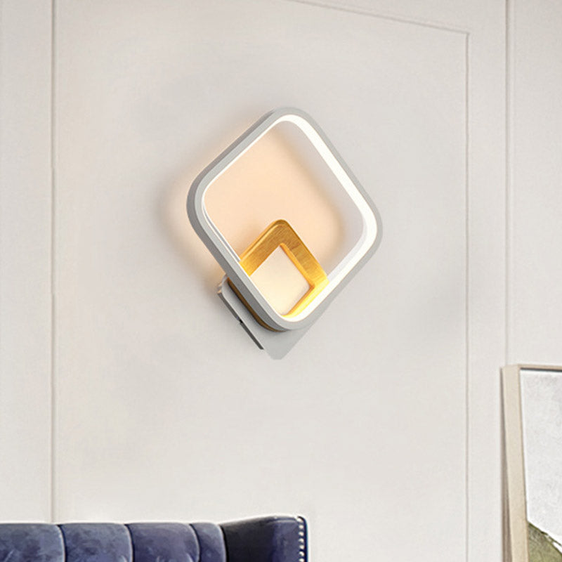 BowLift | White Diamond Wall Light modernist LED Acrylic Wall Lamp with Wood Detail in White/warm Light