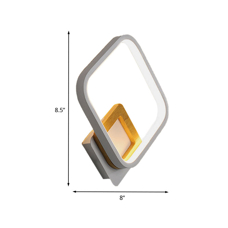 BowLift | White Diamond Wall Light modernist LED Acrylic Wall Lamp with Wood Detail in White/warm Light