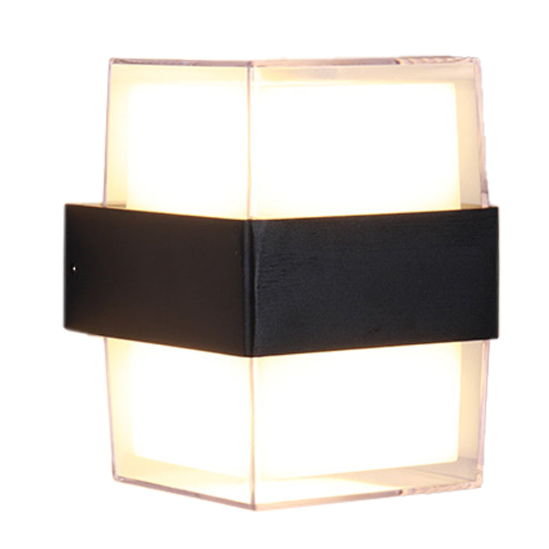 BowLift | White and black cube-shaped wall sculpture modern LED acrylic wall lamp in warm/white light for nightstands