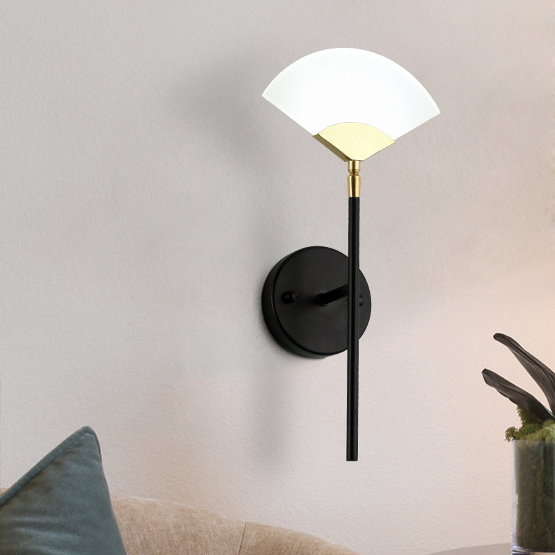 BowLift | Pencil Arm Metal Wall Mount Light Modern Gold and Black LED Wall Lamp with Sector Acrylic Shade
