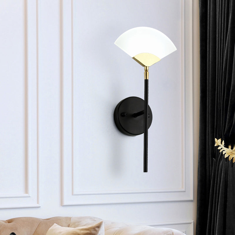 BowLift | Pencil Arm Metal Wall Mount Light Modern Gold and Black LED Wall Lamp with Sector Acrylic Shade