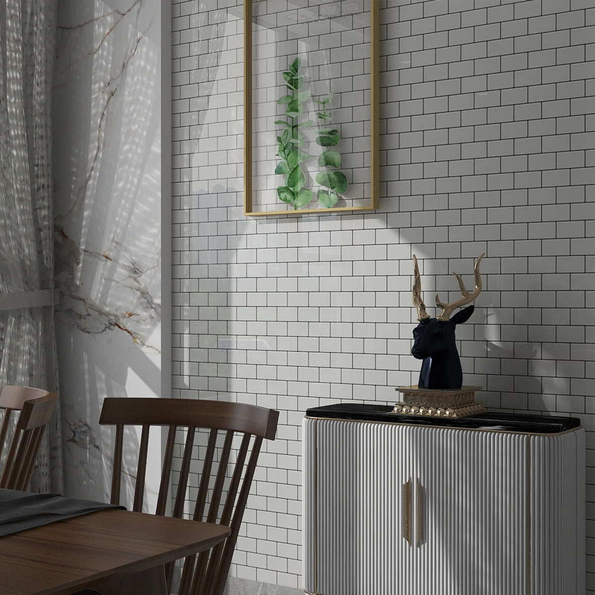 BowLift | White Subway Tile Waterproof PVC Peel & Stick Tile for Backsplash Wall