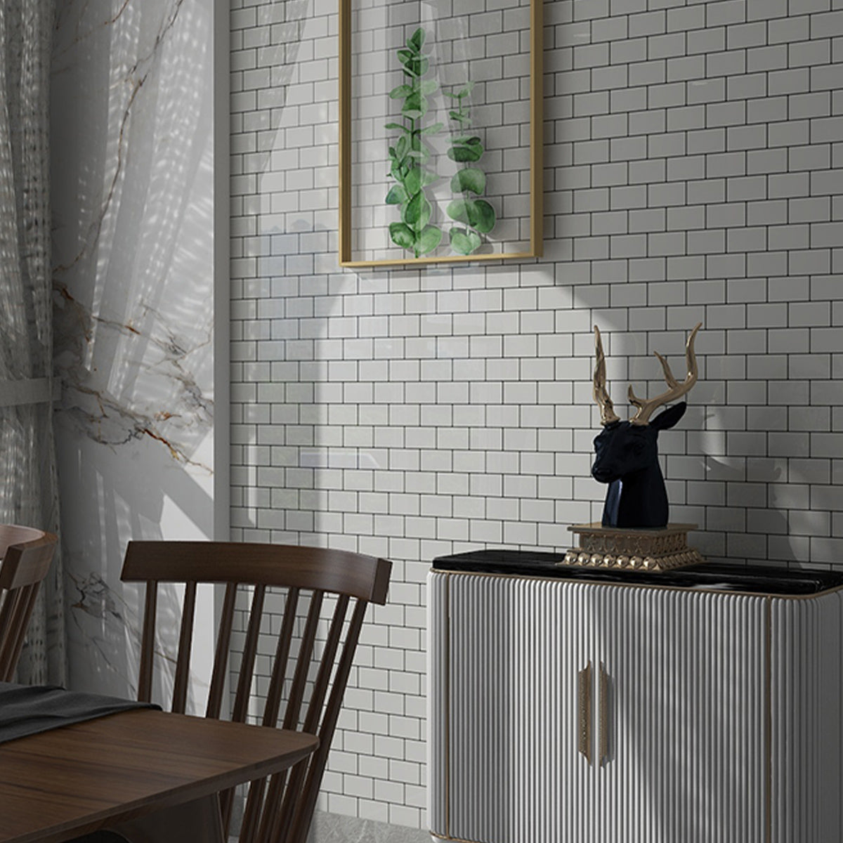 BowLift | White Subway Tile Waterproof PVC Peel & Stick Tile for Backsplash Wall