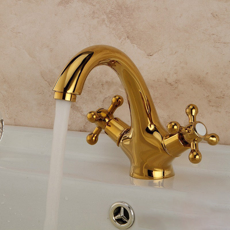 BowLift | Industrial Wide-Spread Bathroom Faucet with Dual Cross Handles – Brass Construction