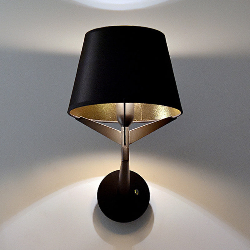 BowLift | Fabric barrel wall-mounted lighting modern 1 head black surface wall lamp with tripod lamp support