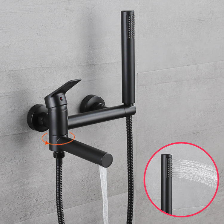 BowLift | Lever Handle Bathtub Faucet Wall Mount Shower Hose Swivel Spout Bathtub Filling with Hand Shower