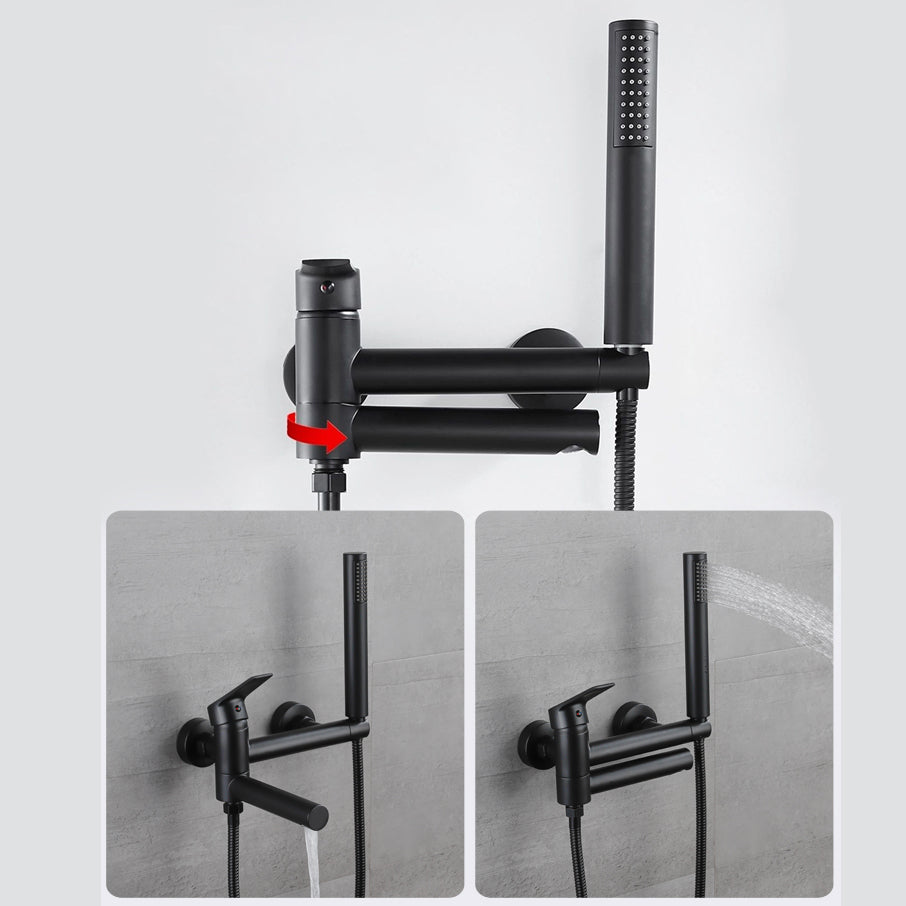 BowLift | Lever Handle Bathtub Faucet Wall Mount Shower Hose Swivel Spout Bathtub Filling with Hand Shower