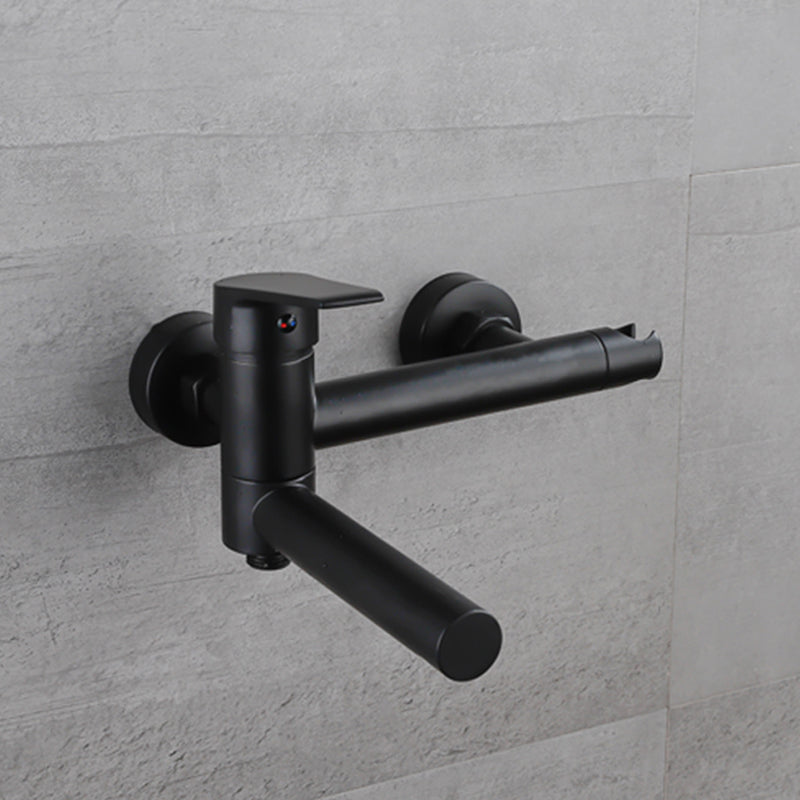 BowLift | Lever Handle Bathtub Faucet Wall Mount Shower Hose Swivel Spout Bathtub Filling with Hand Shower