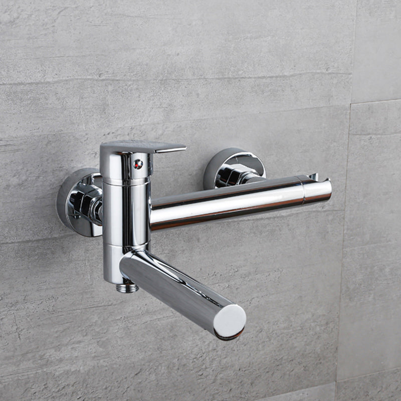 BowLift | Lever Handle Bathtub Faucet Wall Mount Shower Hose Swivel Spout Bathtub Filling with Hand Shower