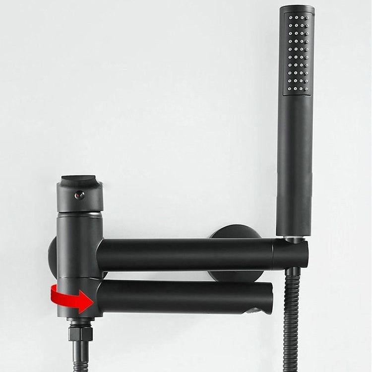 BowLift | Lever Handle Bathtub Faucet Wall Mount Shower Hose Swivel Spout Bathtub Filling with Hand Shower