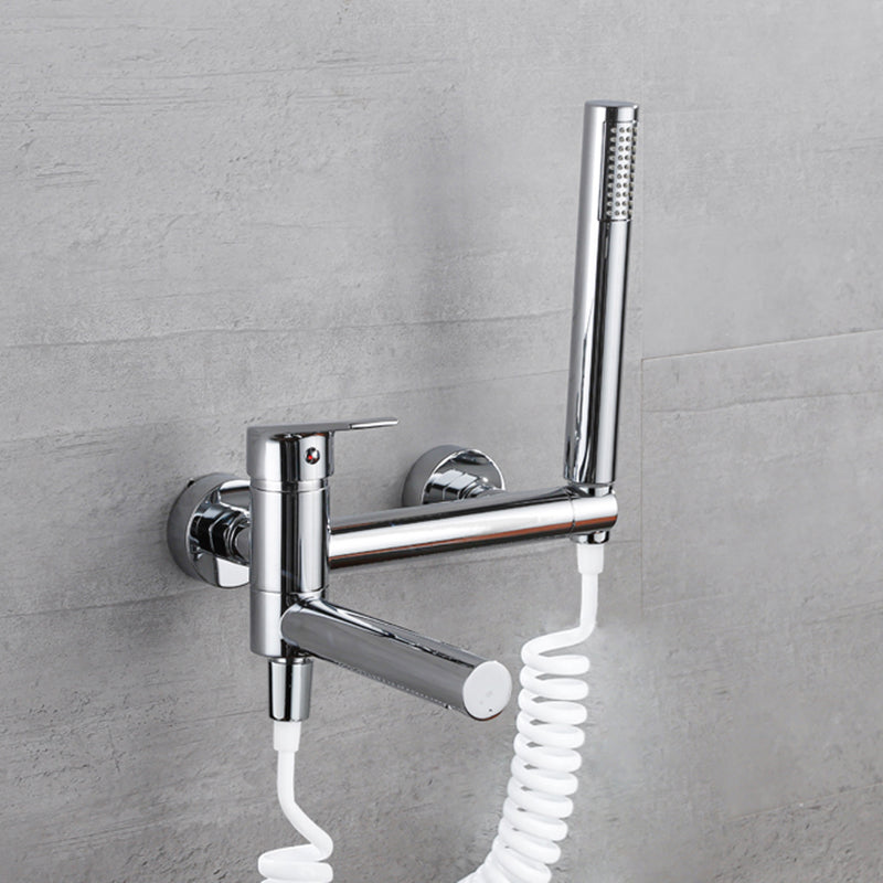 BowLift | Lever Handle Bathtub Faucet Wall Mount Shower Hose Swivel Spout Bathtub Filling with Hand Shower