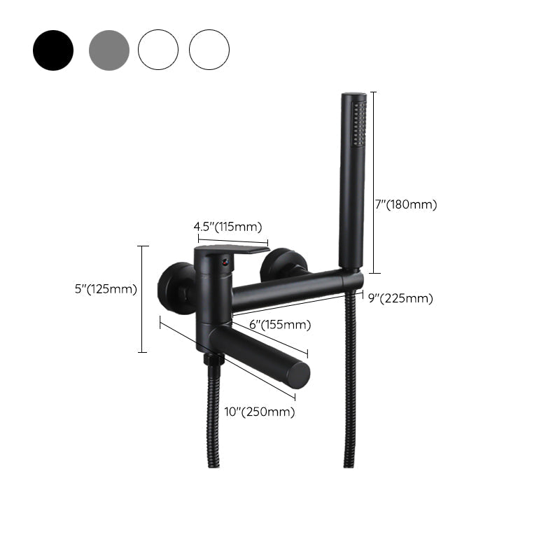 BowLift | Lever Handle Bathtub Faucet Wall Mount Shower Hose Swivel Spout Bathtub Filling with Hand Shower
