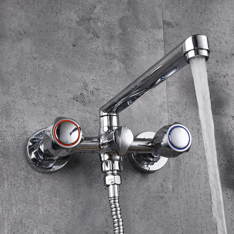 BowLift | Contemporary Bathtub Faucet Trim Chrome Wall-Mounted Swivel Spout with Hand Shower