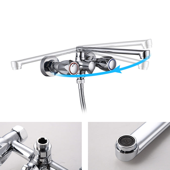 BowLift | Contemporary Bathtub Faucet Trim Chrome Wall-Mounted Swivel Spout with Hand Shower
