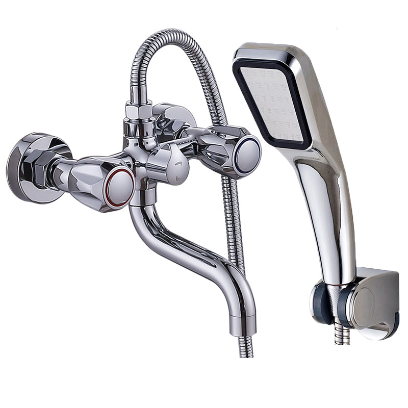 BowLift | Chrome Bathroom Faucet Trim Wall-mounted Swing Faucet with Hand Shower