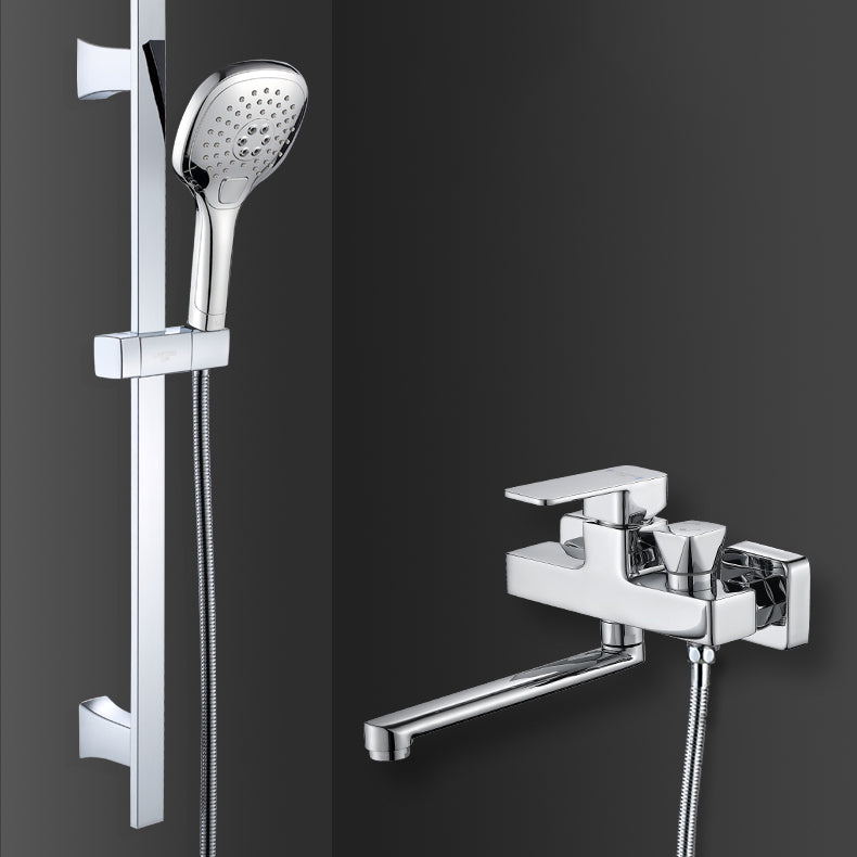 BowLift | Wall Mounted Bathtub Faucet Trim Polished Chrome Swivel Spout with Hand Shower