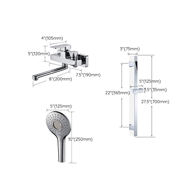 BowLift | Wall Mounted Bathtub Faucet Trim Polished Chrome Swivel Spout with Hand Shower