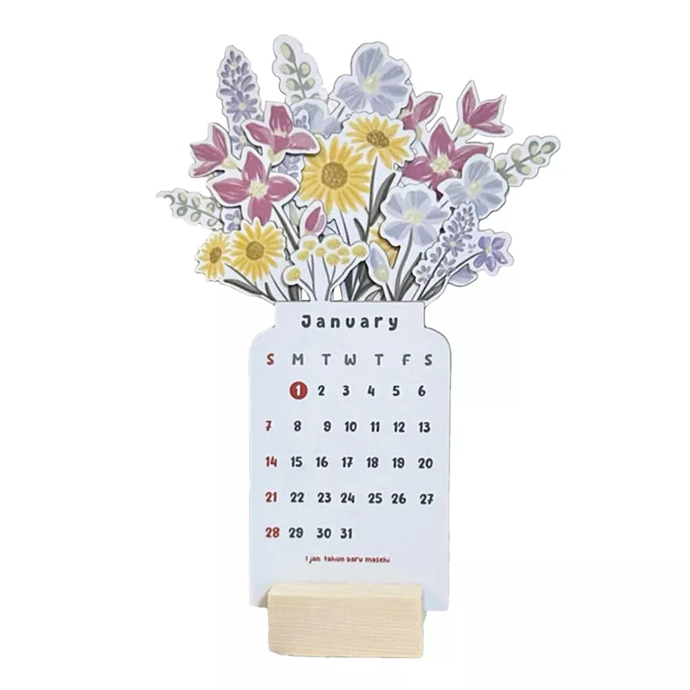 BowLift | 2025 Bloomy Flowers Desk Calendar Decorative & Functional Planner
