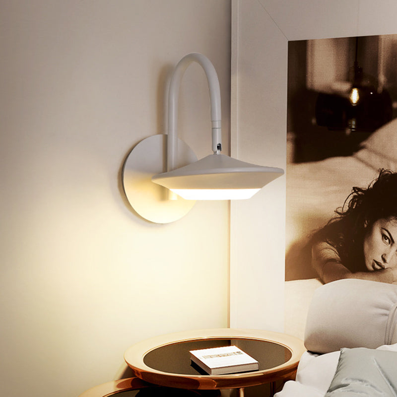 BowLift | Rotatable Urn Wall Sconce Light Modernist Metallic White/Coffee LED Wall Lighting with Gooseneck Arm for the Bedroom