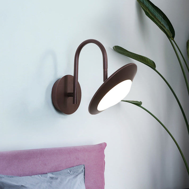 BowLift | Rotatable Urn Wall Sconce Light Modernist Metallic White/Coffee LED Wall Lighting with Gooseneck Arm for the Bedroom