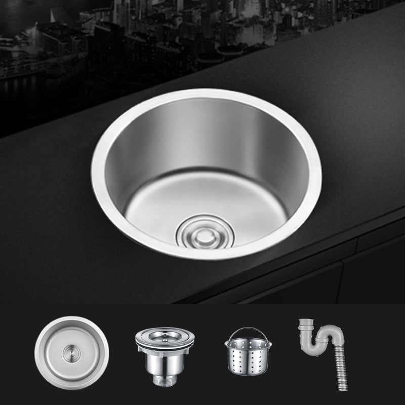 BowLift | Contemporary Single Bowl Kitchen Sink Round Stainless Steel Sink with Drain Strainer Set