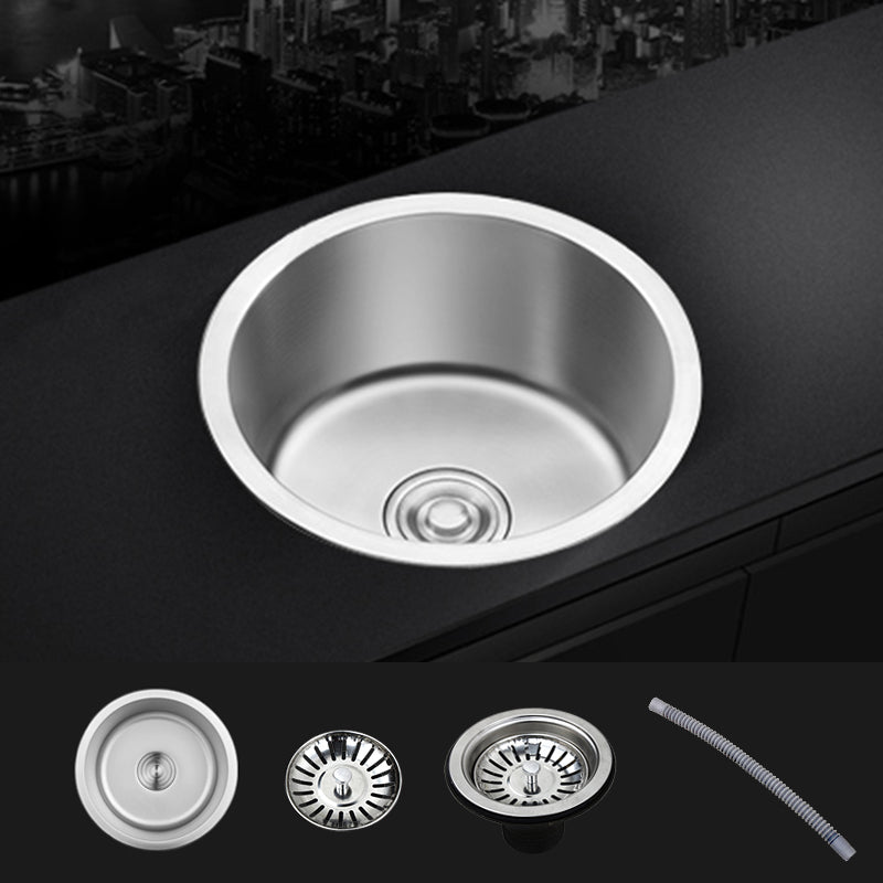 BowLift | Contemporary Single Basin Kitchen Sink Round Stainless Steel Sink with Drain Strainer Set