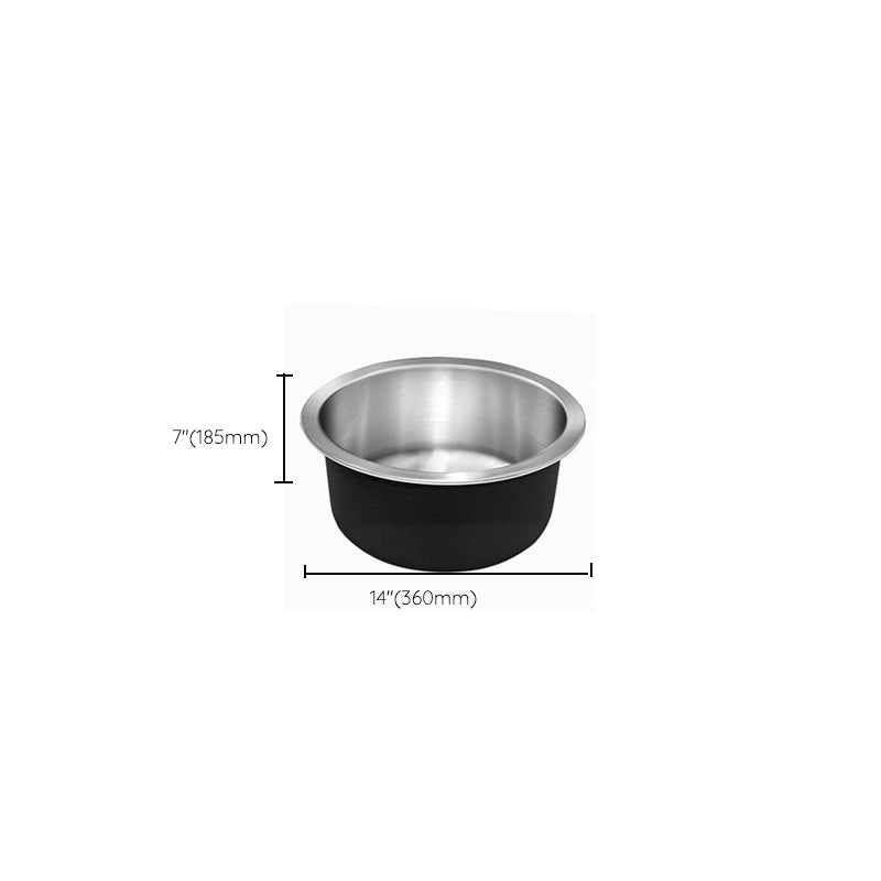 BowLift | Contemporary Single Bowl Kitchen Sink Round Stainless Steel Sink with Drain Strainer Set