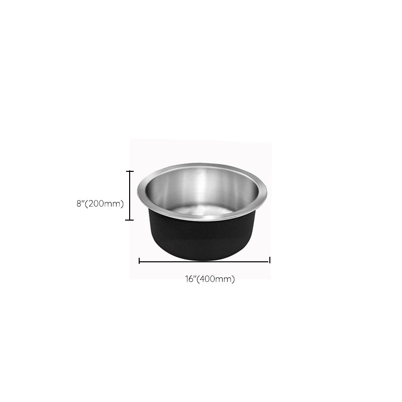 BowLift | Contemporary Single Bowl Kitchen Sink Round Stainless Steel Sink with Drain Strainer Set