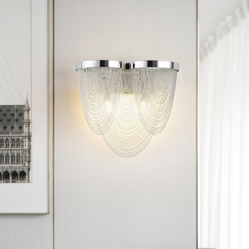 BowLift | Tassels Living Room Wall Light Metal 2-Light Modern LED Wall Lamp Light in Silver