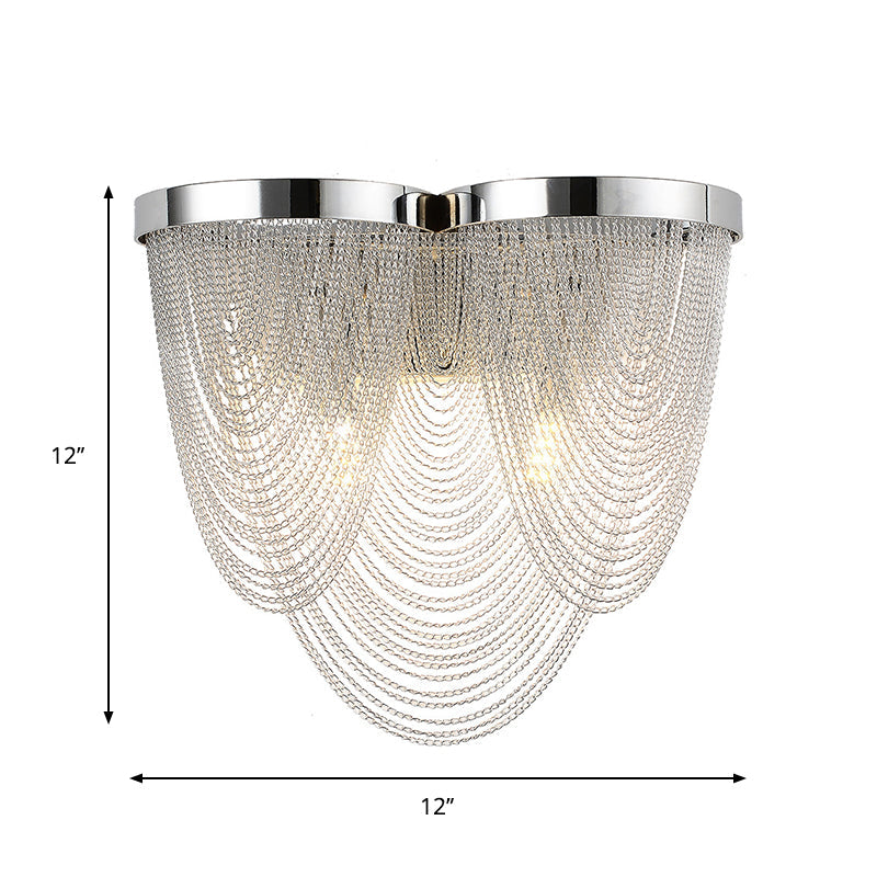 BowLift | Tassels Living Room Wall Light Metal 2-Light Modern LED Wall Lamp Light in Silver