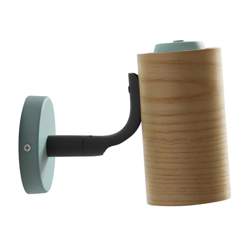 BowLift | Tube Bathroom Wall Light Wood 1 Head Macaron Wall Mounted Lamp in Yellow/Green/Blue