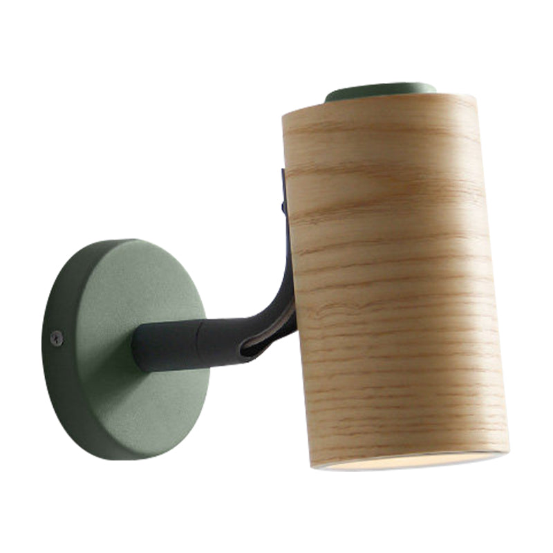 BowLift | Tube Bathroom Wall Light Wood 1 Head Macaron Wall Mounted Lamp in Yellow/Green/Blue