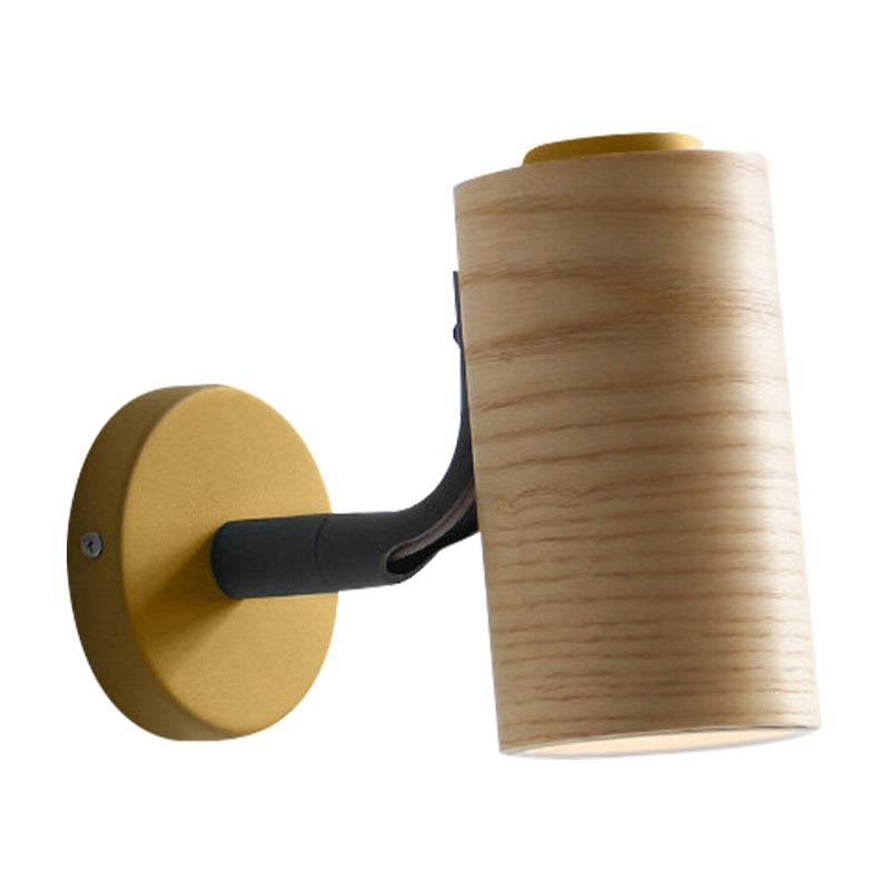 BowLift | Tube Bathroom Wall Light Wood 1 Head Macaron Wall Mounted Lamp in Yellow/Green/Blue