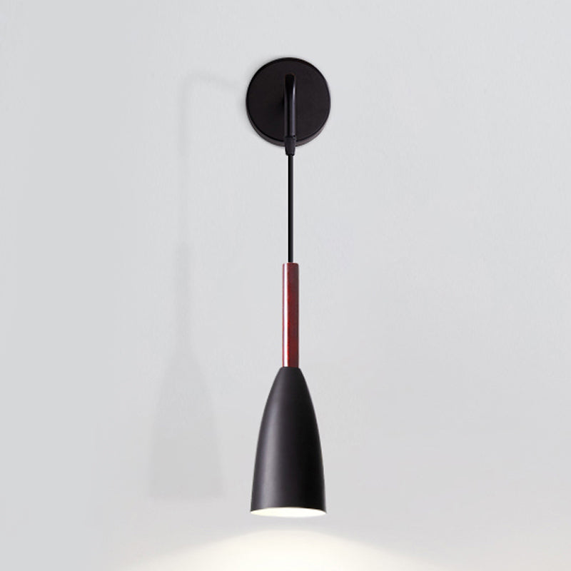 BowLift | Bullet Shape Wall Mounted Pendant Lamp Modern Iron 1 Light Sconce Fixture in Black/White/Grey for Bedside