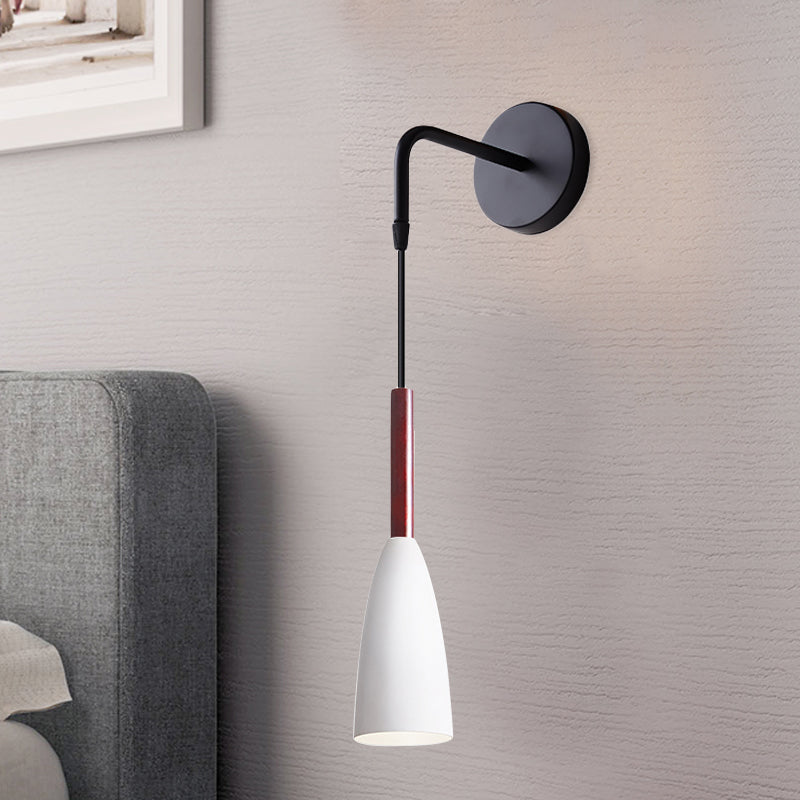BowLift | Bullet Shape Wall Mounted Pendant Lamp Modern Iron 1 Light Sconce Fixture in Black/White/Grey for Bedside