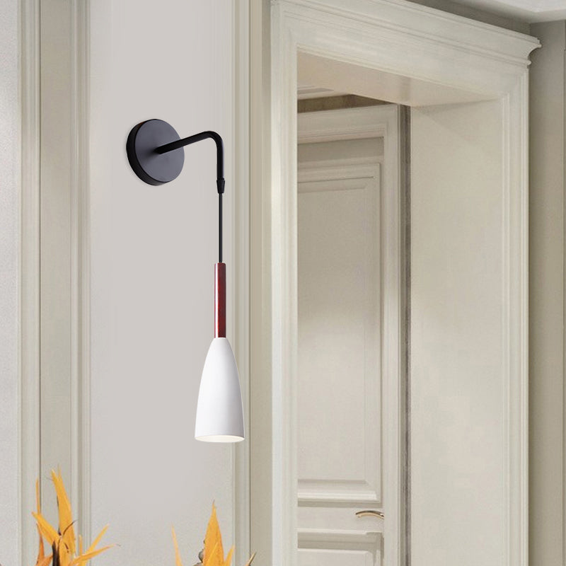 BowLift | Bullet Shape Wall Mounted Pendant Lamp Modern Iron 1 Light Sconce Fixture in Black/White/Grey for Bedside