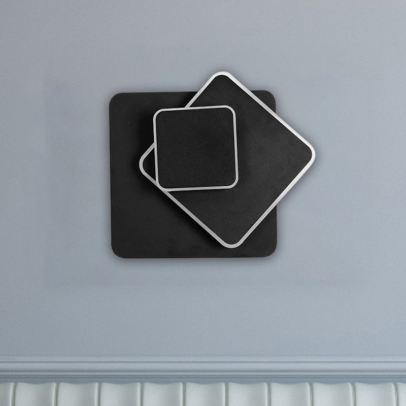 BowLift | Rotatable round/square wall lamp simple style metal warm/white light LED black wall lamp for bedside table