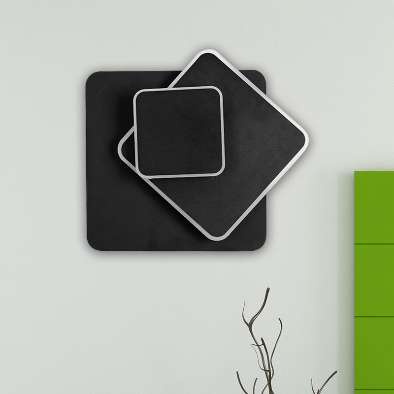 BowLift | Rotatable round/square wall lamp simple style metal warm/white light LED black wall lamp for bedside table