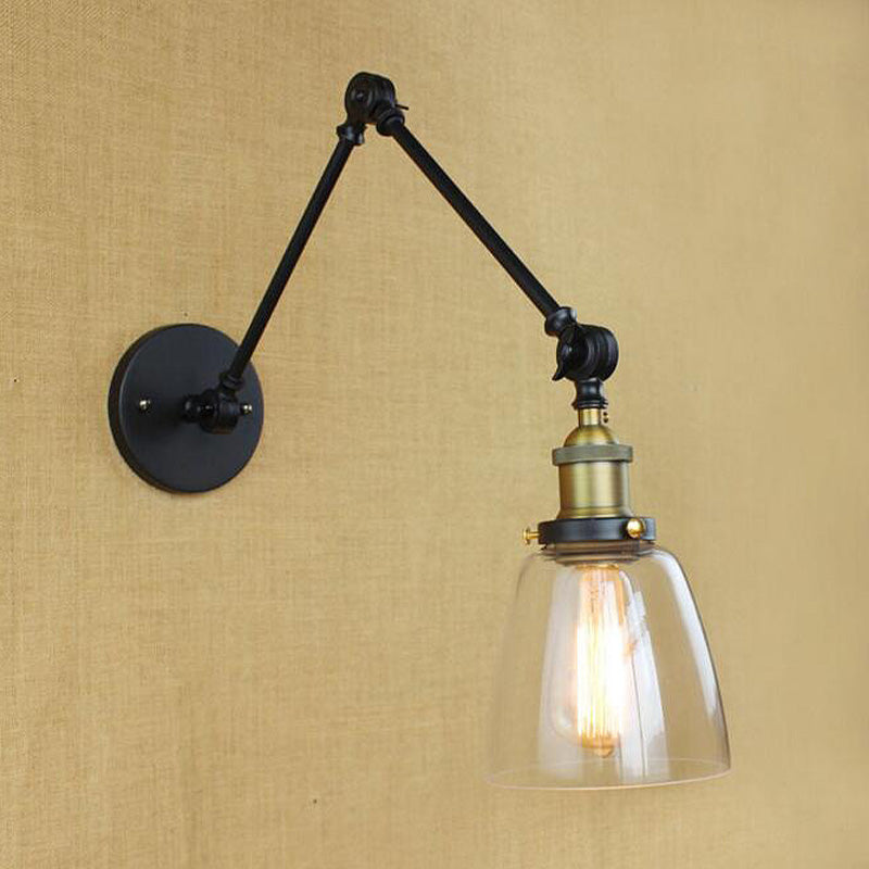 BowLift | Tapered Clear Glass Wall Lamp Antique Single Bulb Dining Room Wall Lamp with Swingarm