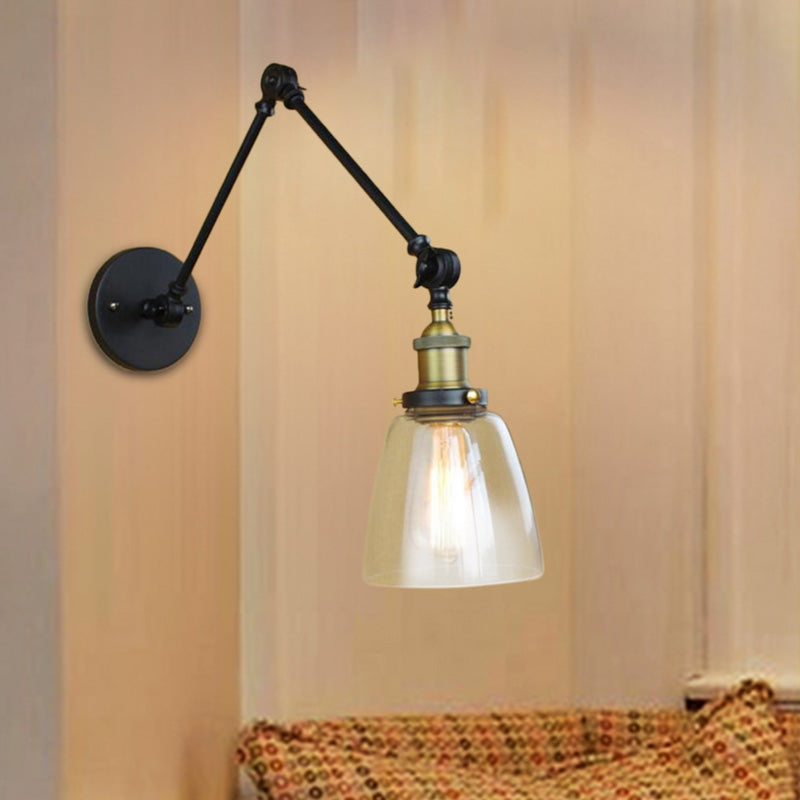 BowLift | Tapered Clear Glass Wall Lamp Antique Single Bulb Dining Room Wall Lamp with Swingarm