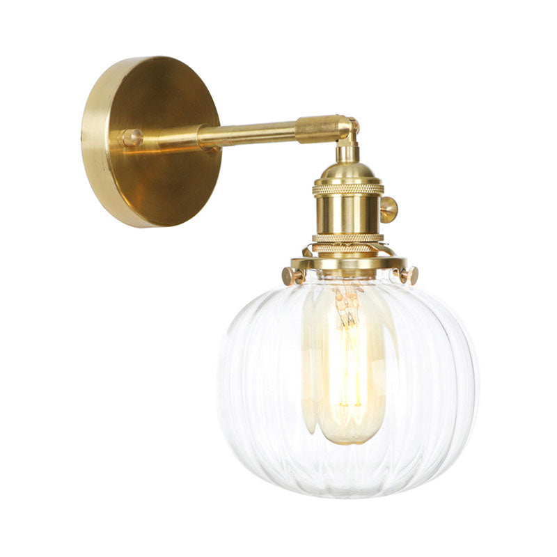 BowLift | Clear Glass Globe Wall Lamp Rotatable Vintage Single Wall Light in Gold for Entrance