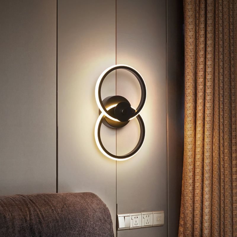 BowLift | Ring Flush Mount Wall Lamp Minimalistic Acrylic Black/White LED Wall Lighting Ideas in Warm/White Light