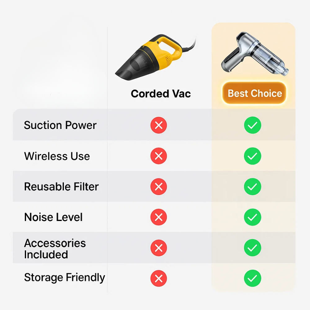 BowLift | Car Vacuum Cleaner - Powerful and Compact Car Vac for Quick Cleaning
