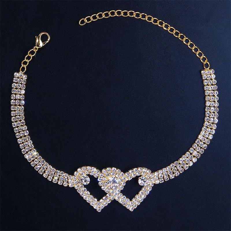 BowLift | Fashion Rhinestone Double Heart Anklet