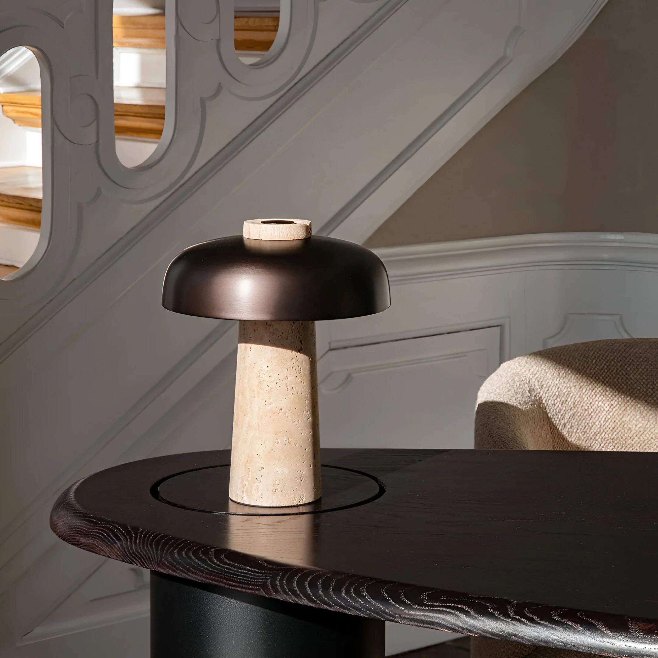 TerraGlow – Travertine Stone Table Lamp