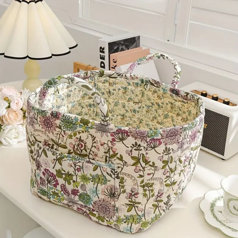 BowLift | Delicate Floral Canvas Storage Basket