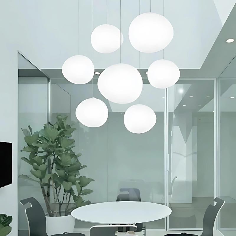 BowLift | GloStone | Elegant Glass Pebble Pendant Light